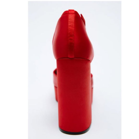 NWT ZARA FABRIC PLATFORM PUMP RED - Picture 5 of 5